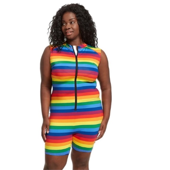 TomboyX Pants - TomboyX Pride Collection Rainbow Stripe Onesie Romper Size Large